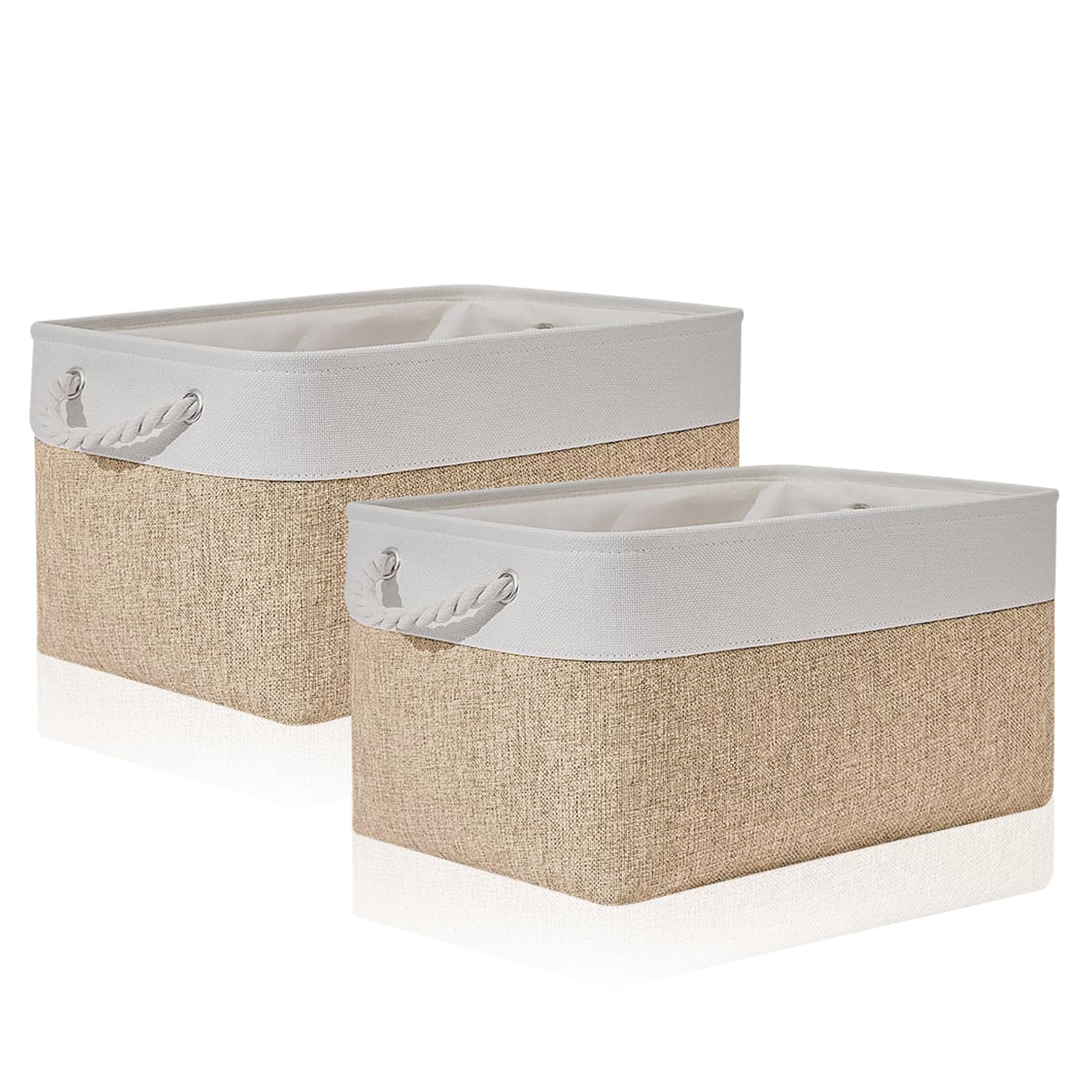 Dhswnng Khaki 2 Pcs Fabric Storage Boxes, Foldable Storage Cube Boxes 40X30x20cm Storage Basket Cube Baskets Wardrobe For Organising Cupboards Shelves