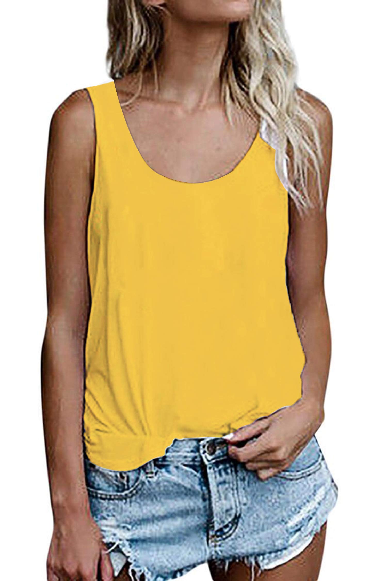 NONSAR Camiseta de verano sin mangas para mujer, túnica, corte holgado