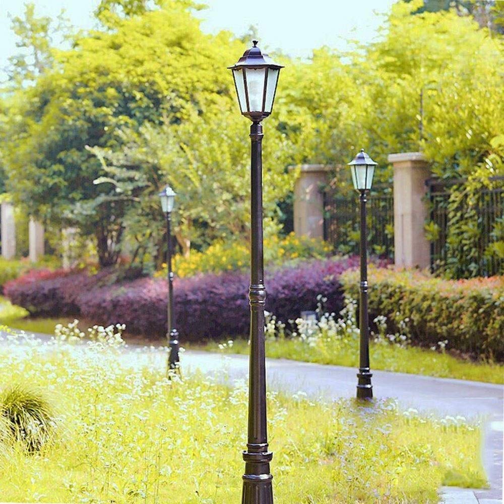 Farola de Poste Alto para Exteriores, Estilo Europeo, para jardín, IP54, Impermeable, Tipo bolardo, Columna, para Patio comunitario, Carretera, Paisaje, Pilar de alumini,Bronze_2.1m
