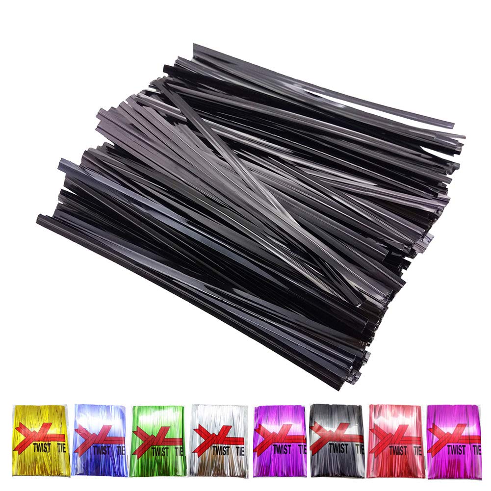 Bread Bags Tie 400Pcs 4" Metallic Twist Ties (Black)