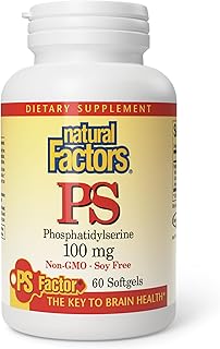 Natural Factors, Phosphatidylserine, Support for Memory, Concentration and Brain Functions, Soy and Gluten Free, 60 Softgels