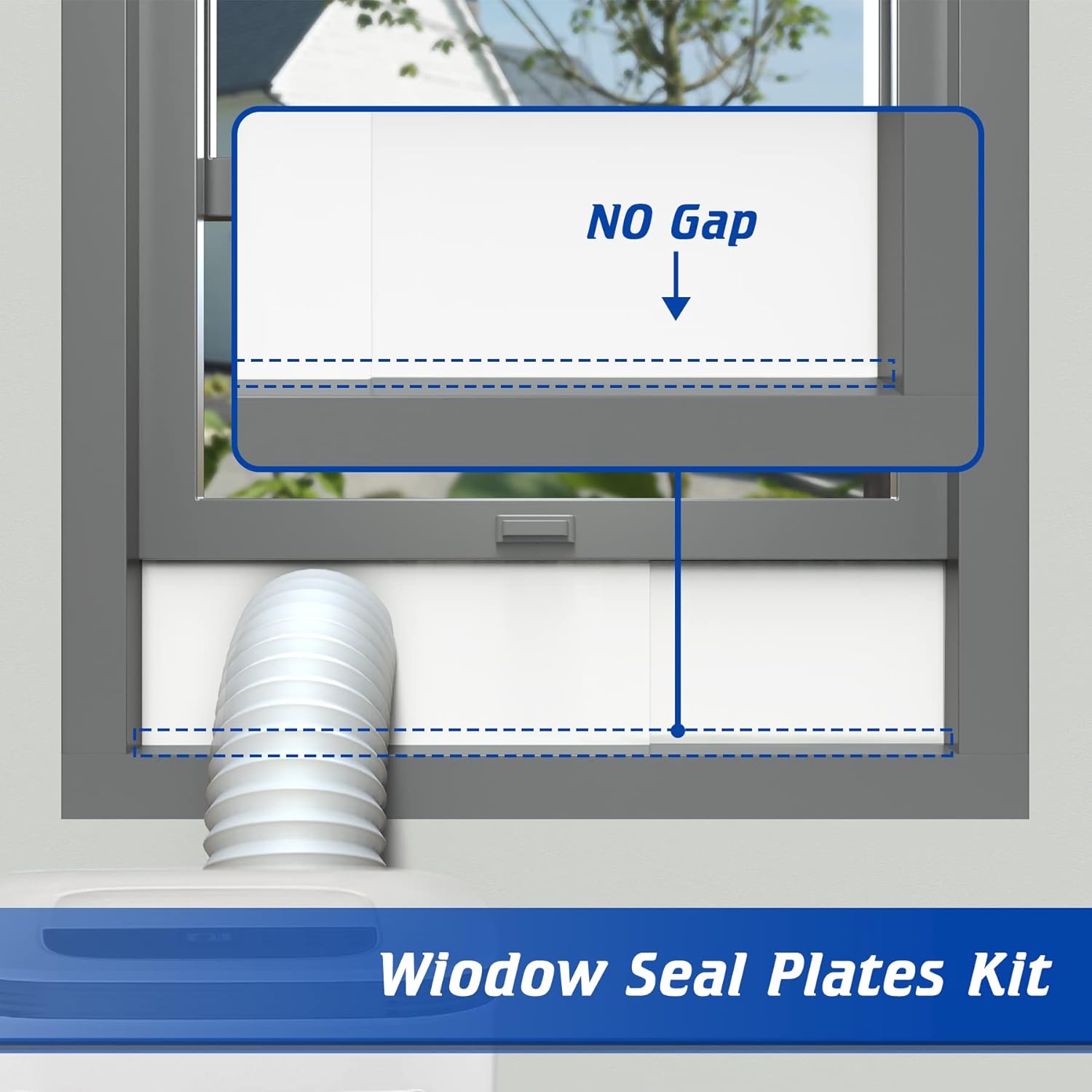 Portable Air Conditioner Window Kit for 5" Diameter Exhaust Hose, 59" Length Adjustable Window Seal Panels with Plastic Guard, Window Vent Kit for Sliding Horizontal or Vertical Windows