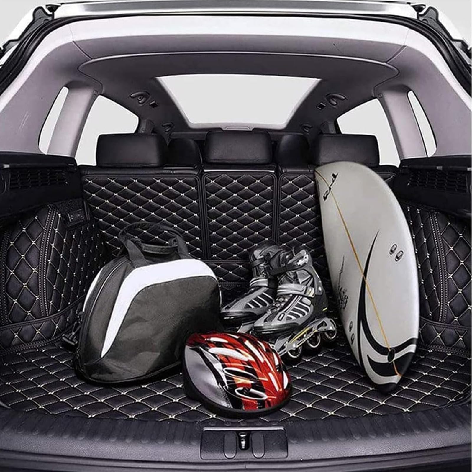 Auto Kofferraummatte für BMW X1 iX1 U11 2022-2026, Leder Kofferraum Schutzmatte Kofferraumwanne Kratzfest Auto Zubehör,D/Black-Blue