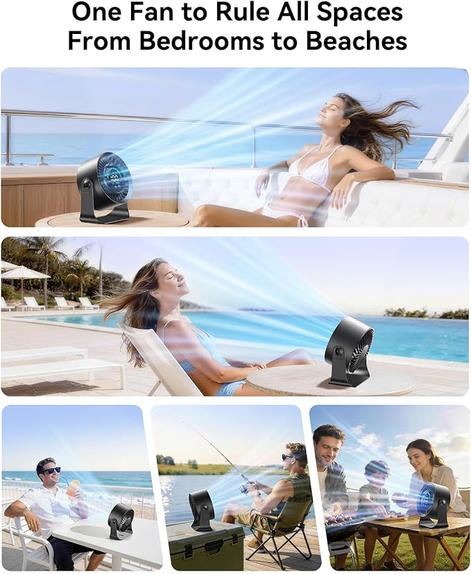 Ventilador de Mesa Portátil con 100 Velocidades, Rotación 360° y Pantalla LED miniatura 9