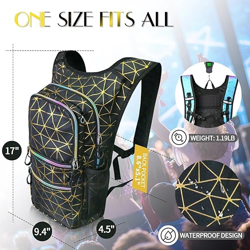 Miniatura 2 de Paquete de hidratación, mochila de agua con vejiga de hidratación de 3 L, aislamiento ligero, esencial para festivales, mochila de hidratación rave,
