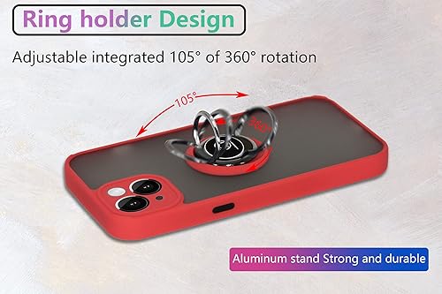 Miniatura 6 de Está especialmente diseñado para iPhone 13 Mini antihuellas, soporte de anillo giratorio de 360 integrado sólido y duradero, funda magnética sólida