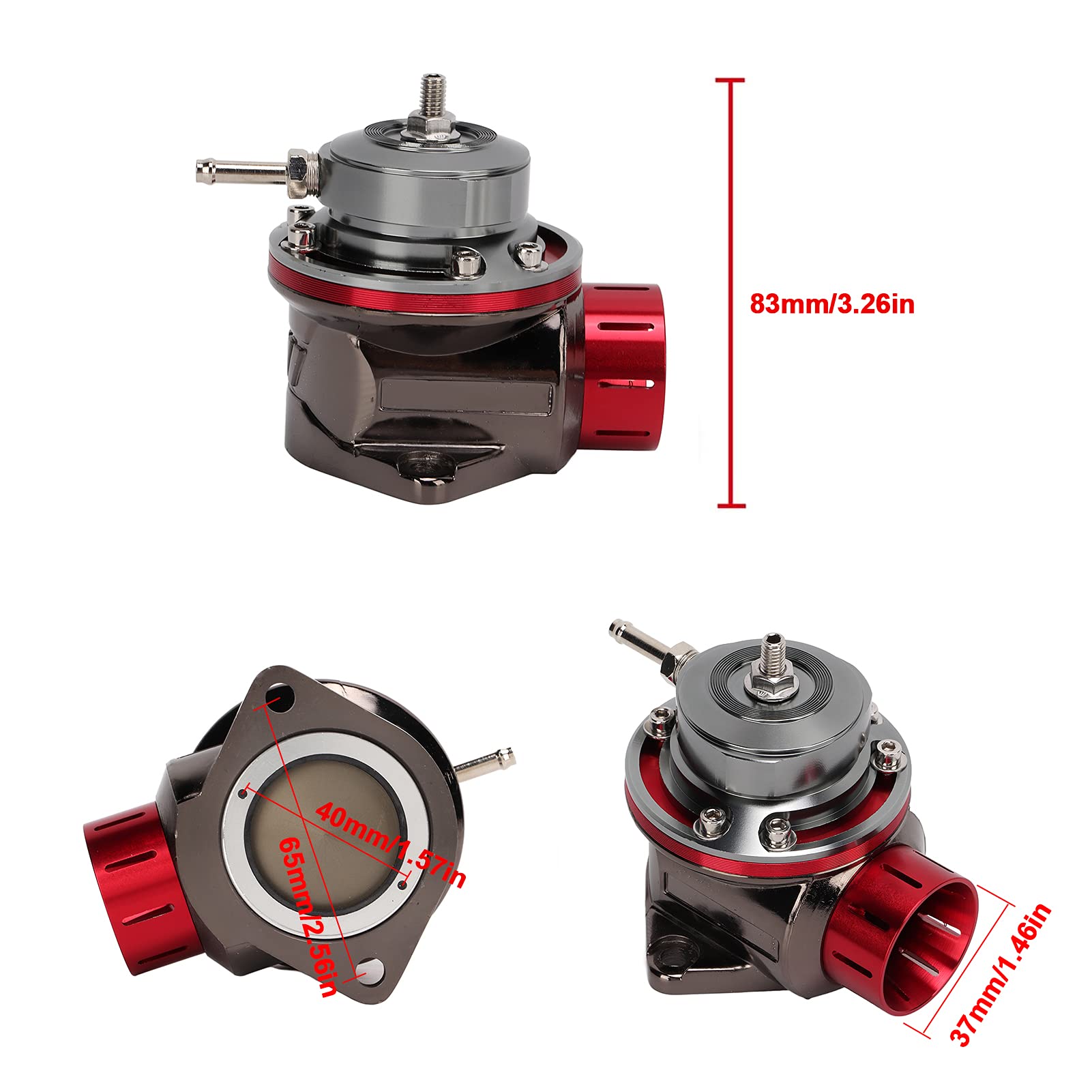 Kit De Válvula De Descarga,Kit De Válvula De Descarga De Recirculación,Válvula De Alivio De Presión Turbo Blow Off BOV ID 40 Mm Longitud 65 Mm Modificación Universal(negro)