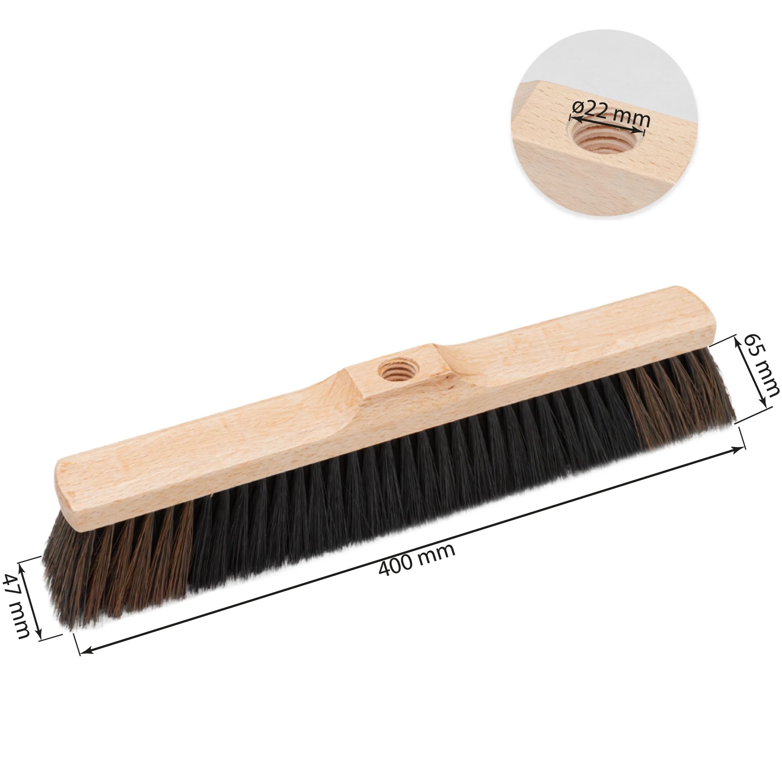 Holzbesen 40 cm mit 150 cm Buchenholzstiel – Kehrbesen mit 22 mm Gewinde, lackiertem Besenkopf & weichen PET-Borsten