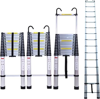 Aluminum Telescopic Portable Folding Attic Stair Loft Tall Ladder 6.2M w/Detachable Hook DIY Multi-Purpose Capacity Load 1330Lbs EN131 Safety Save Space Small Gift