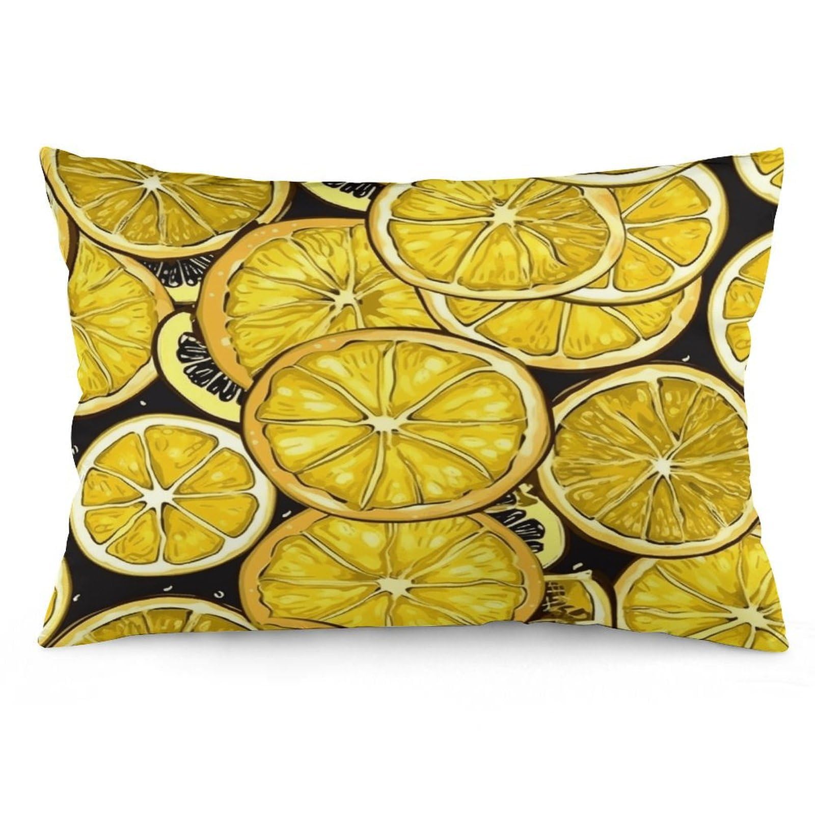 Wsoihfec Style Sliced Lemon Wallpaper Throw Pillow Covers Decorative, Pillow Cases Soft Plush, Modern Farmhouse Boho Cushion Cover For Bed Couch Sofa Living Room Spring Decor12 X20