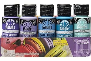 FolkArt Color Premium Acrylic Paint, Set of 10, 2oz, Brights