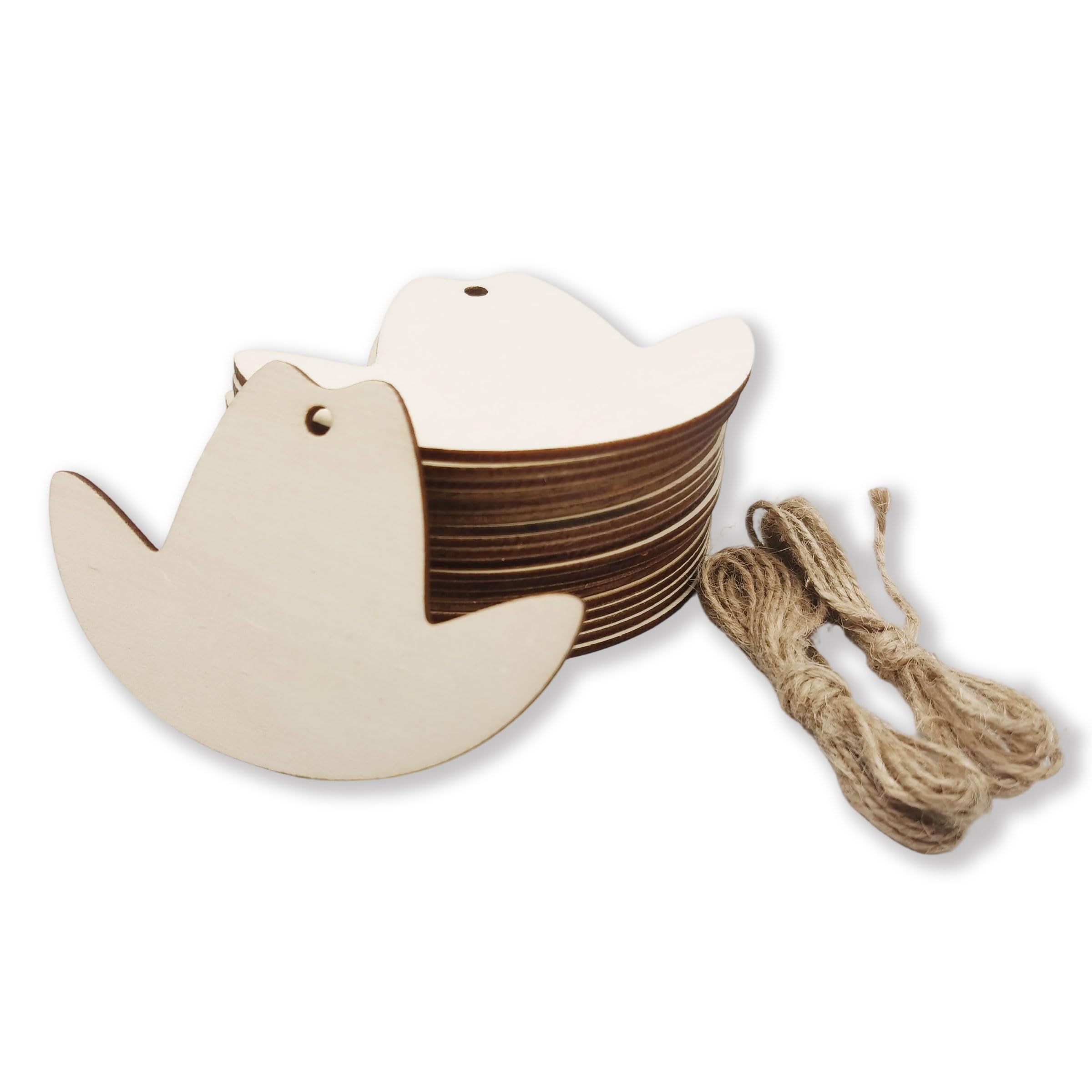 20-Piece Wooden Cowboy Hat-Shaped DIY Craft | Paper-Cut Style Decorative Wooden Tags | Suitable for Various Festive Parties (Weddings/Birthdays/Christmas)