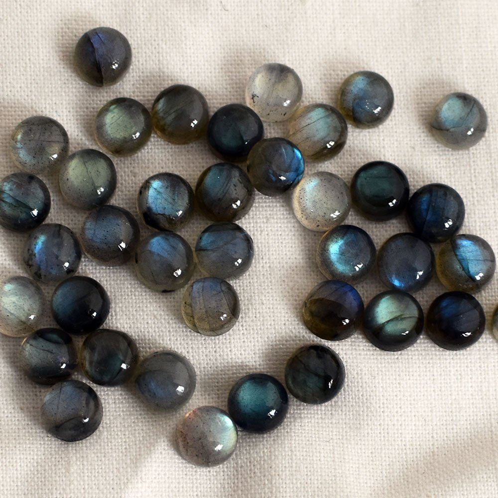 Grade AA Natural Labradorite Semi-Precious Gemstone Round Cabochon - 10 Cabochons - 10mm