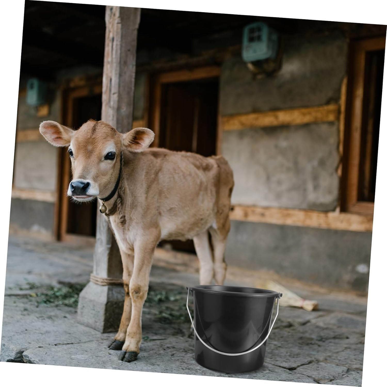 YARNOW Portable Calf Feed Bucket with Handle Large Capacity Plastic Water Container for Livestock Feeding and Watering Multi-Purpose Use for Farm Home and Kitchen