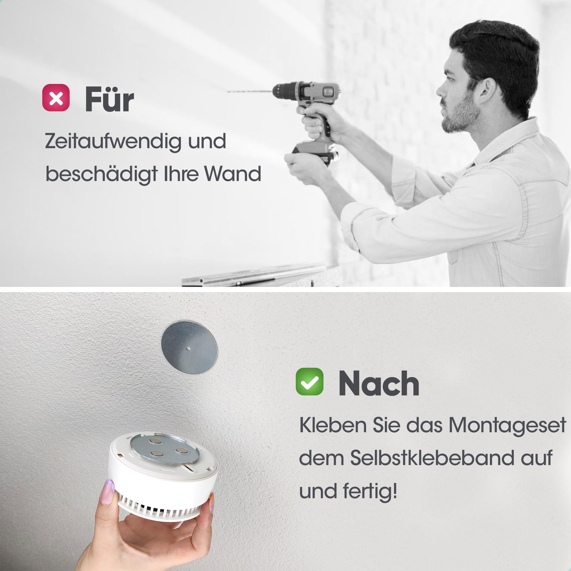 SAVS RMAX-60 Magnethalterung Rauchmelder Magnethalter 60mm - 10 Stück Set - Magnetbefestigung für Feuermelder - Brandmelder Magnetplatten Halterung - Magnet Befestigung Selbstklebend mit Klebepads