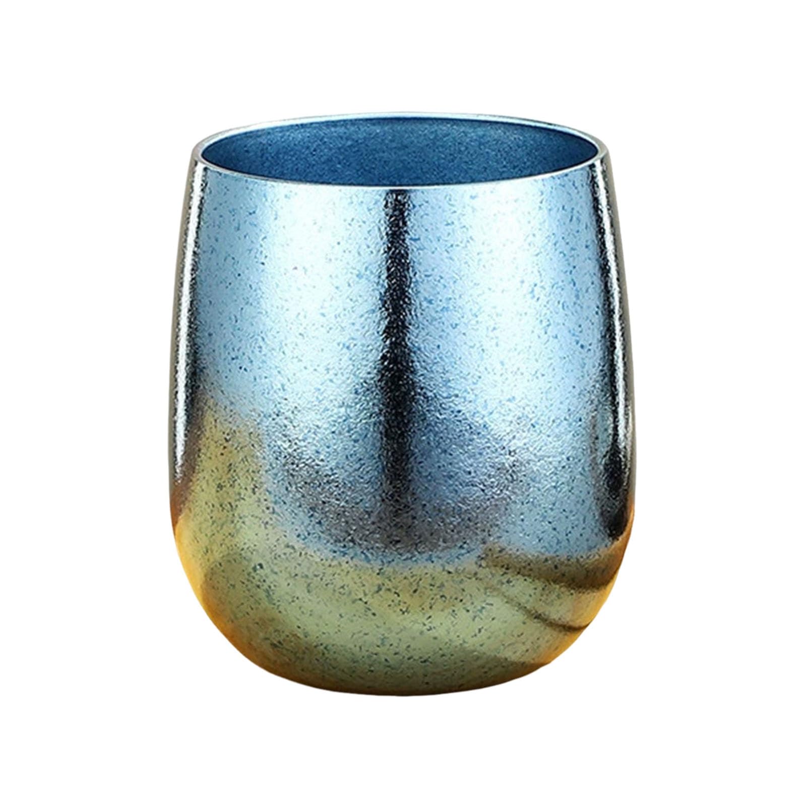 Pure Cup, Double Layer Vacuum Insulated Tumbler with Iced Electroplated Finish, 260ml Egg Shape Camping Mug for Outdoor