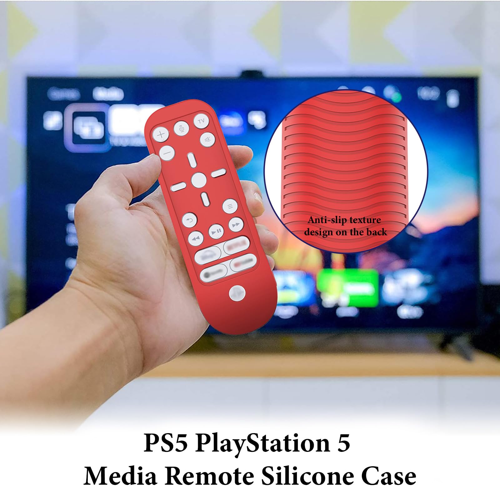 Geekria Coque en Silicone pour télécommande PS5, Absorption des Chocs, Lavable, Coque de Protection intégrale en Silicone pour télécommande PS5 (Rouge)