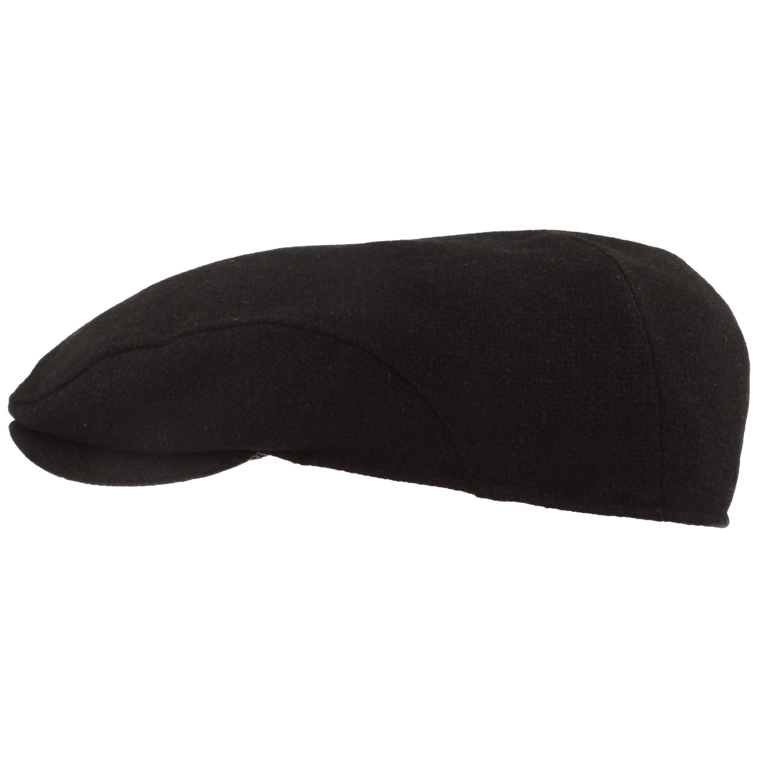 Breiter Herren Winter Schiebermütze mit Ohrenklappen Flatcap Schirmmütze 100% Wolle mit ausklappbarem Ohrenschutz Mütze Hautfreundlich & Bequem