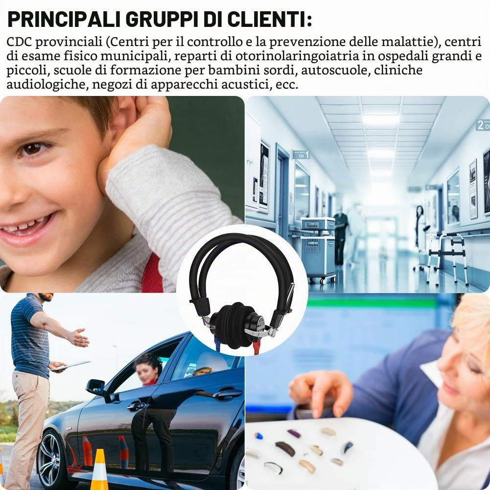 Cuffie Audiometriche Digitali Tester d'Ascolto Cuffie ad Alta Sensibilità per Audiologi Test d'Ascolto in Linea Aerea Adatto per Scuole Guida Centri dell'Udito