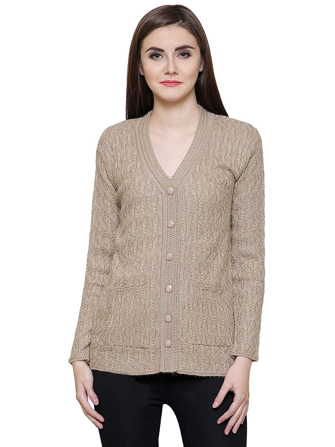 matelco V-Neck Woollen Cardigan with Pockets for Women-picture-20