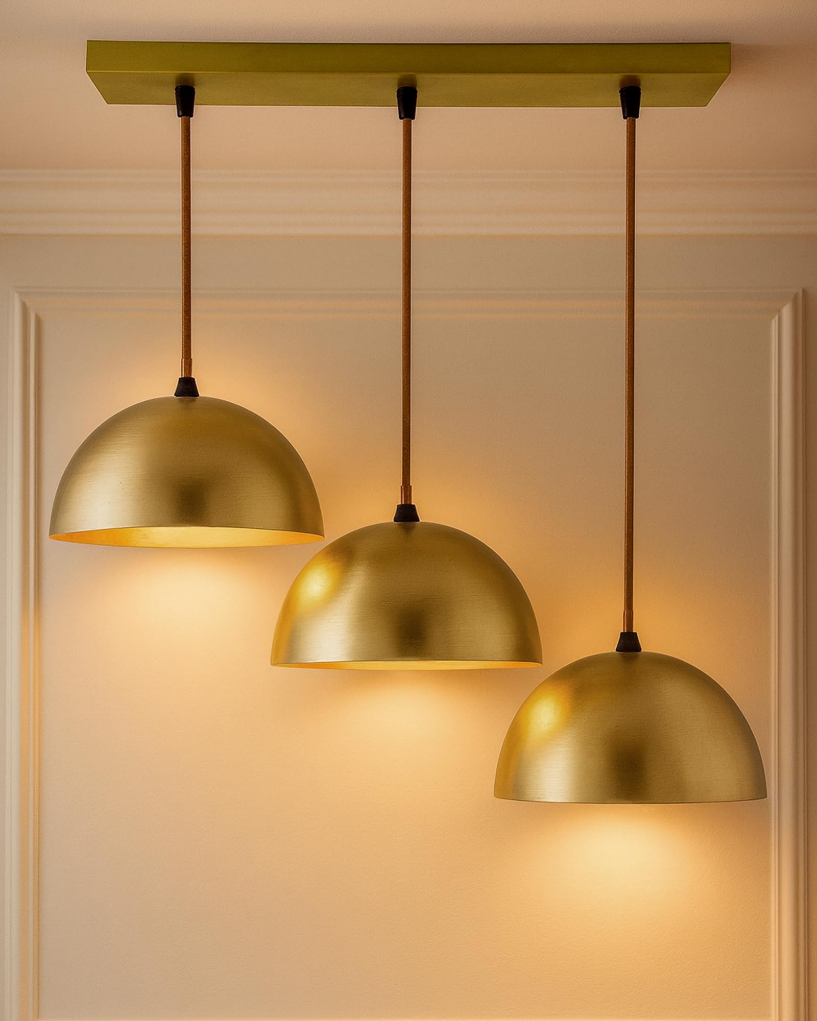 Homesake 40Watts 3-Lights Linear Cluster Chandelier 8 inch Pendant Hanging Pendant Light (Golden)-image-37