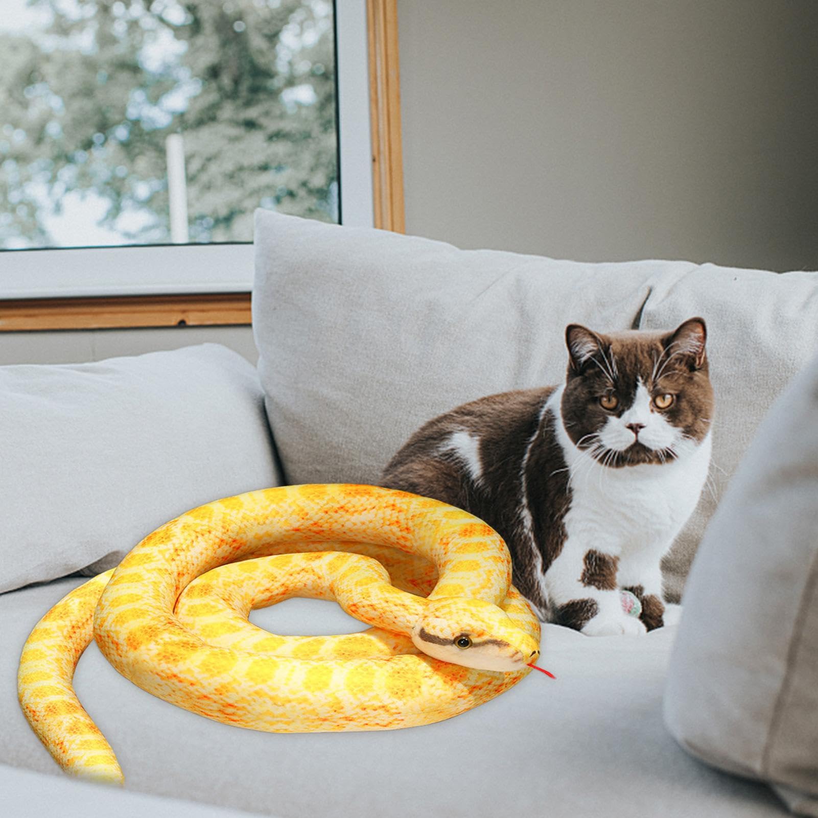 Anboor Serpent en peluche réaliste de 110 cm, jouet réaliste pour