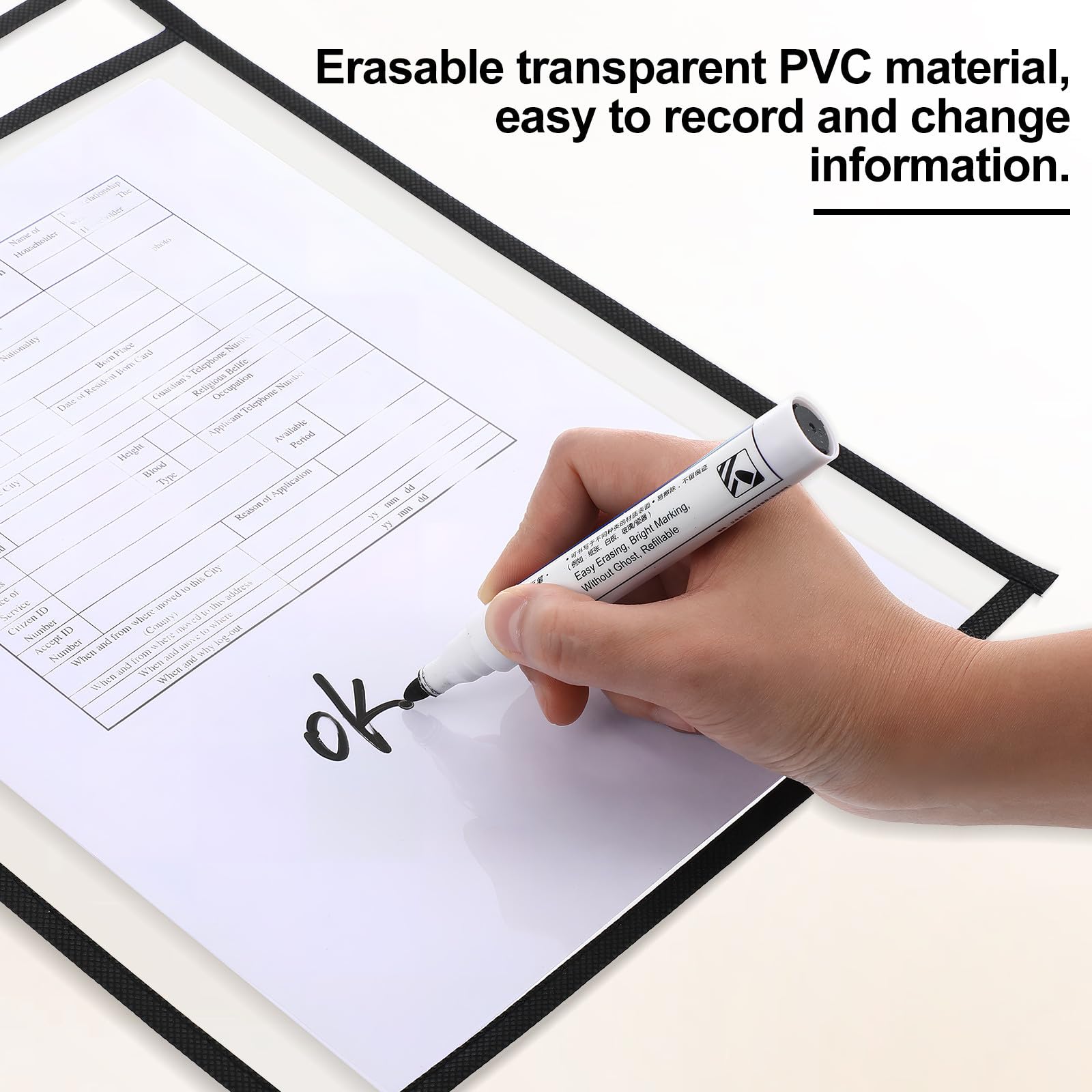 30 Pezzi Tasca Porta Documenti Sospesa in PVC Trasparente