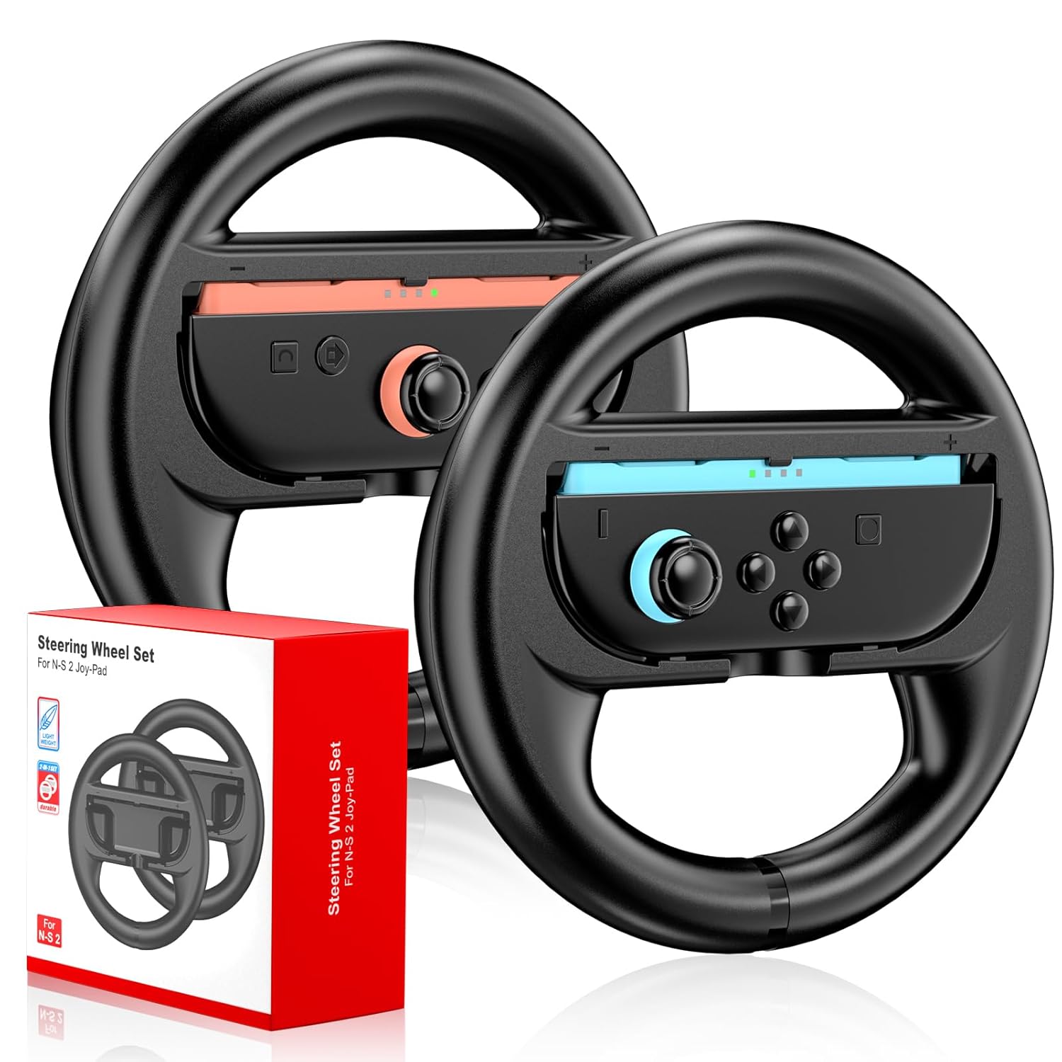 CloudValley Steering Wheels for Nintendo Switch 2 (2025) JoyCons, Racing Wheels for Mario Kart 8 Deluxe, NS2 Racing Games Accessories with Ergonomic Non-Slip & Easy to Install (2 Packs Black) - Image 9