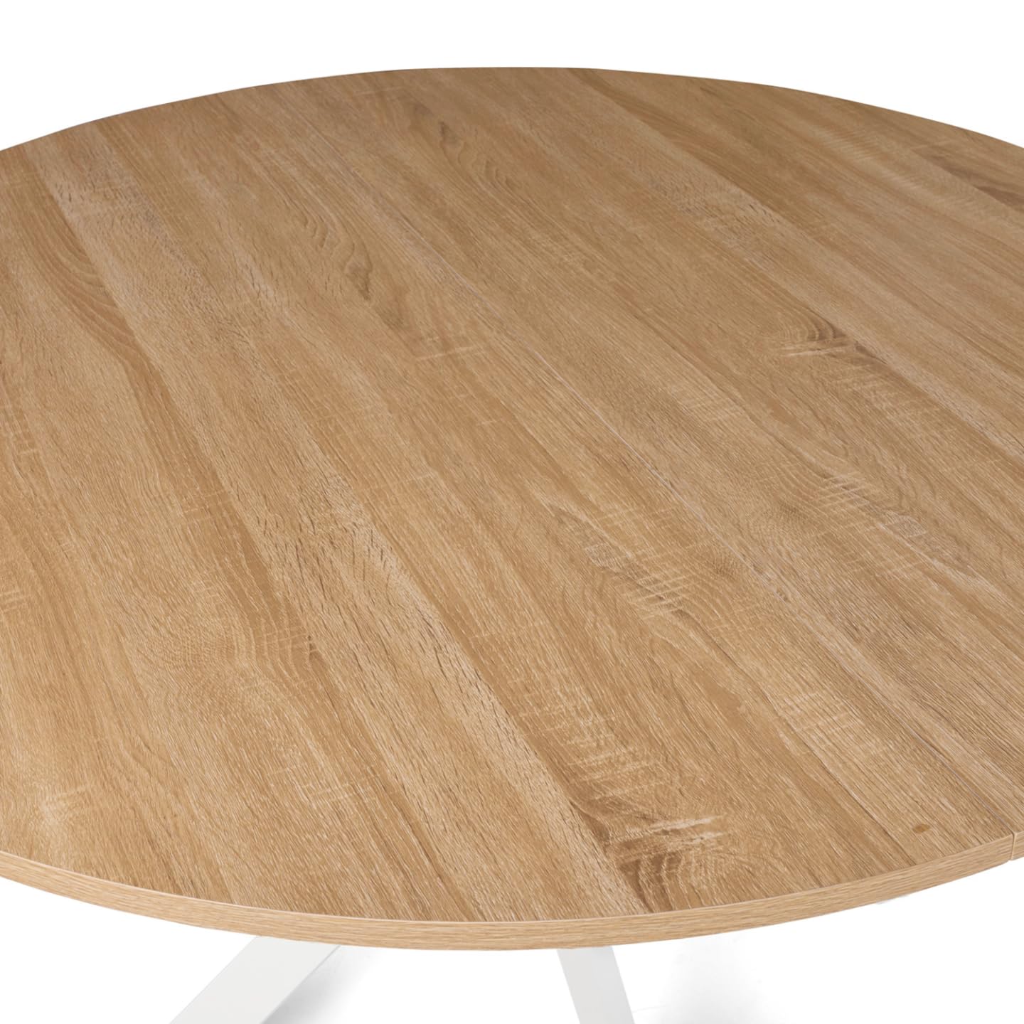 IDMarket - Table à Manger Ronde Alix 6 Personnes Pied araignée Bois et Blanc 110 cm