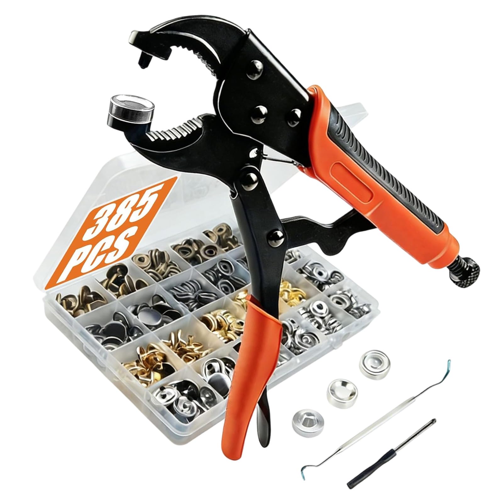 Complete 385Pcs Snapped Button Installation Tool with Pliers and Screw Type Fasteners for Clothing and Tents Break Fastener for Tarpaulin