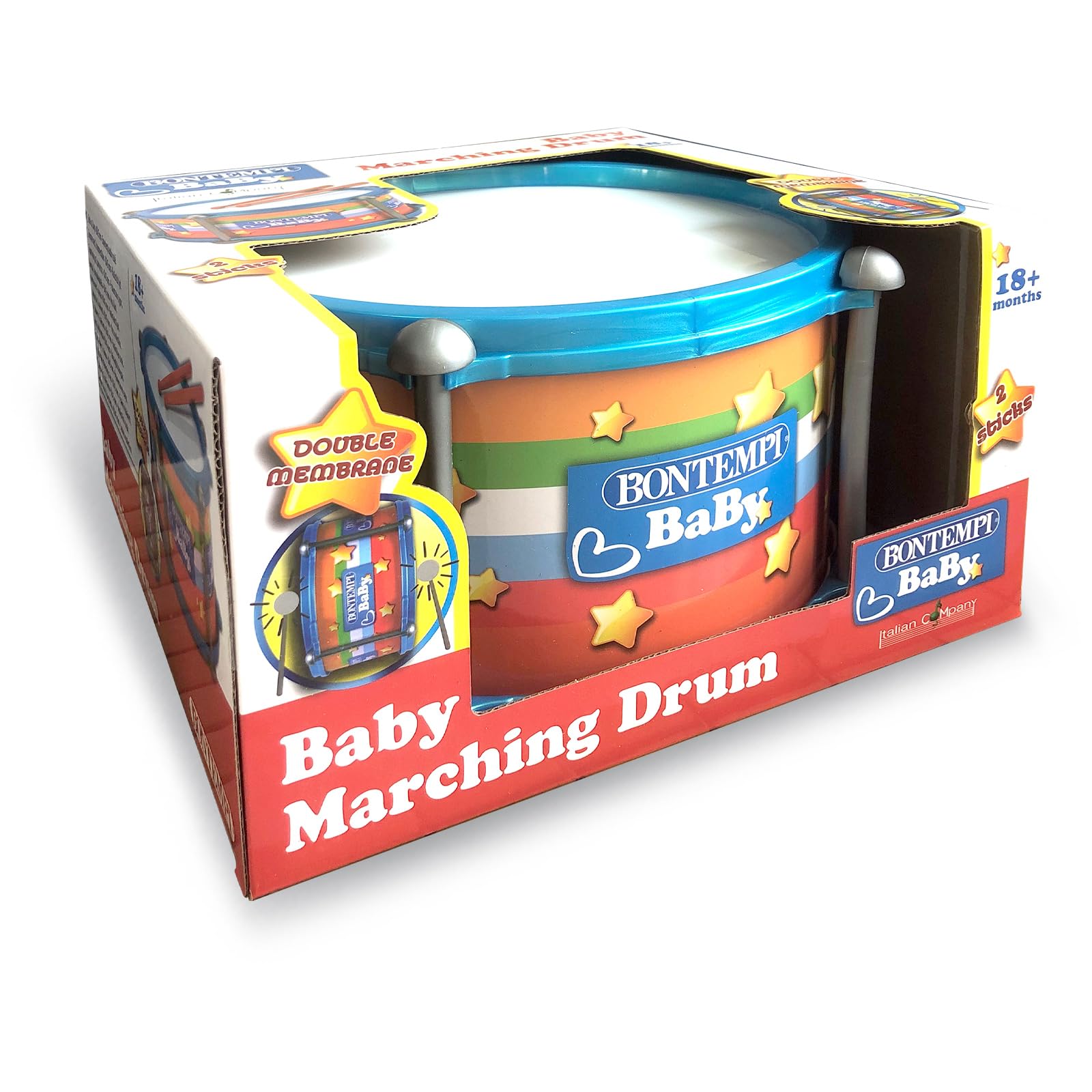 Bontempi | BabyBeat: Tambor de Juguete con Doble Membrana para Pequeños Bateristas, 245x245x135 mm