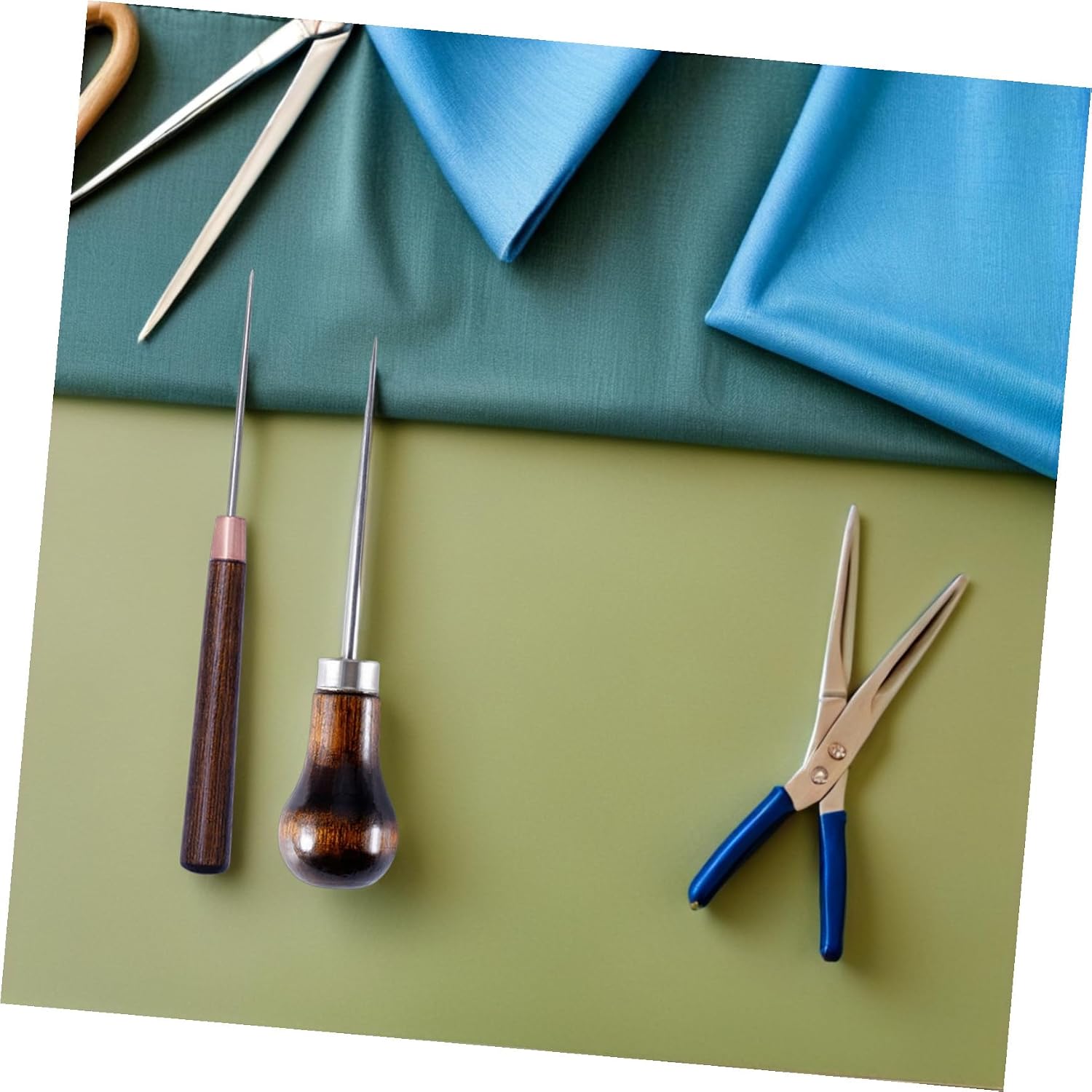 BEBEMOKO 2pcs Leather Scratch Awls Wooden Handle Stitching Tools DIY Sewing Awls for Leather Craft