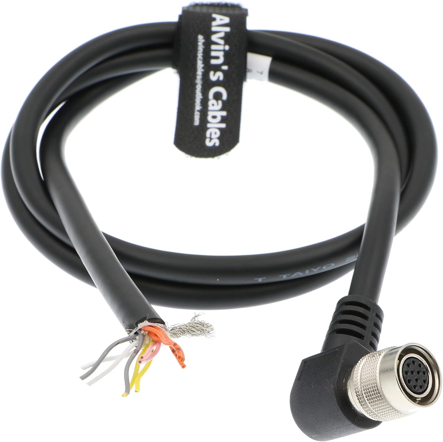 Alvin's Cables Hirose 12 Pin Female HR10A-10P-12S Right Angle to Open End Shielded I/O Shielded Cable for Sony CCD| Basler Gige| AVT GIGE Industrial Camera 10M| 32.8ft