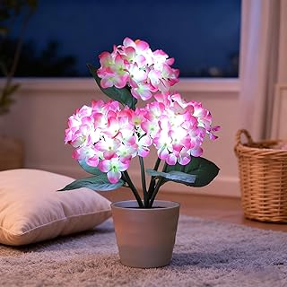 Pink Artificial Hydrangea LED Flower Pot - Lighted Floral Decor for Wedd...