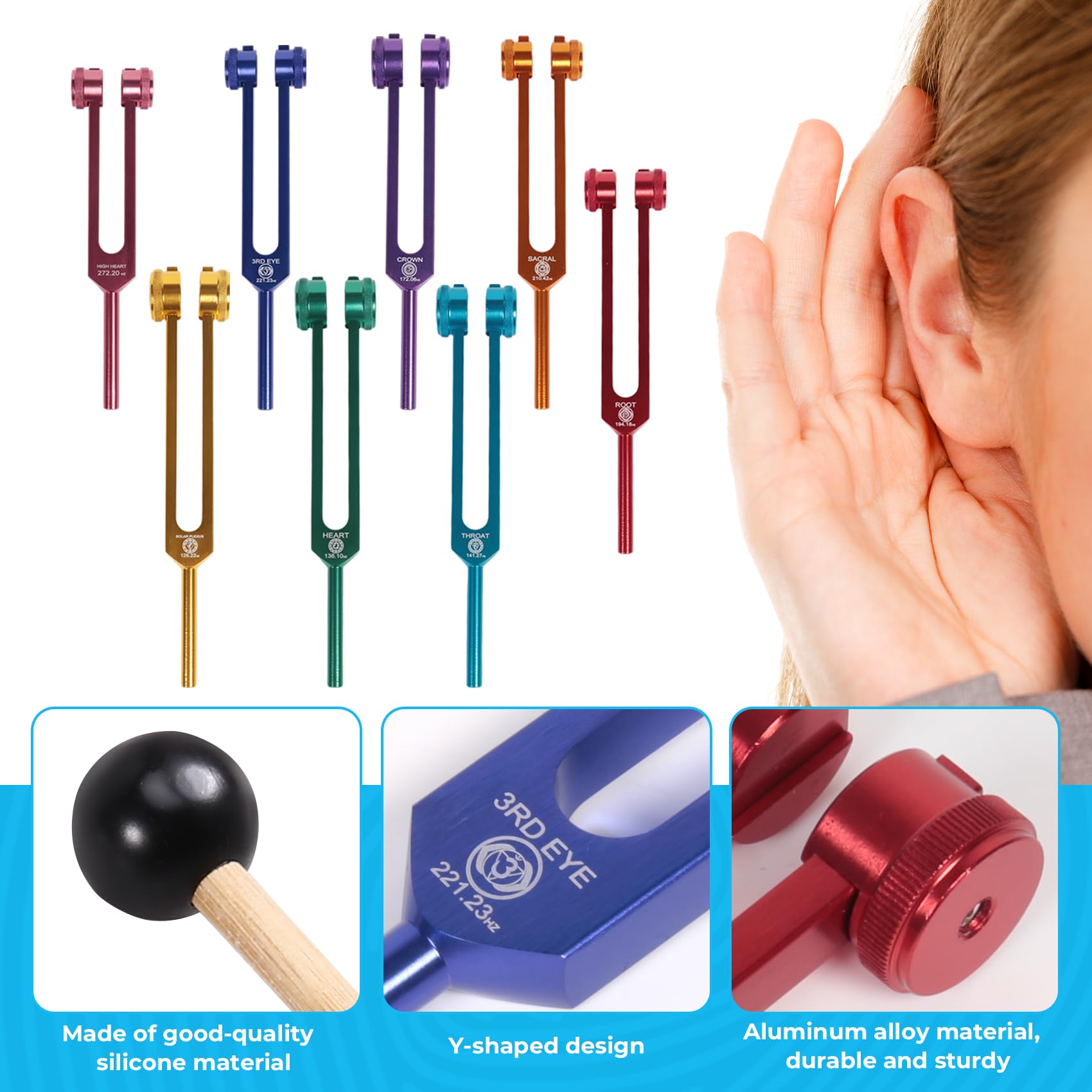 Ensemble de Diapason Chakra Aluminium – Son Précis et