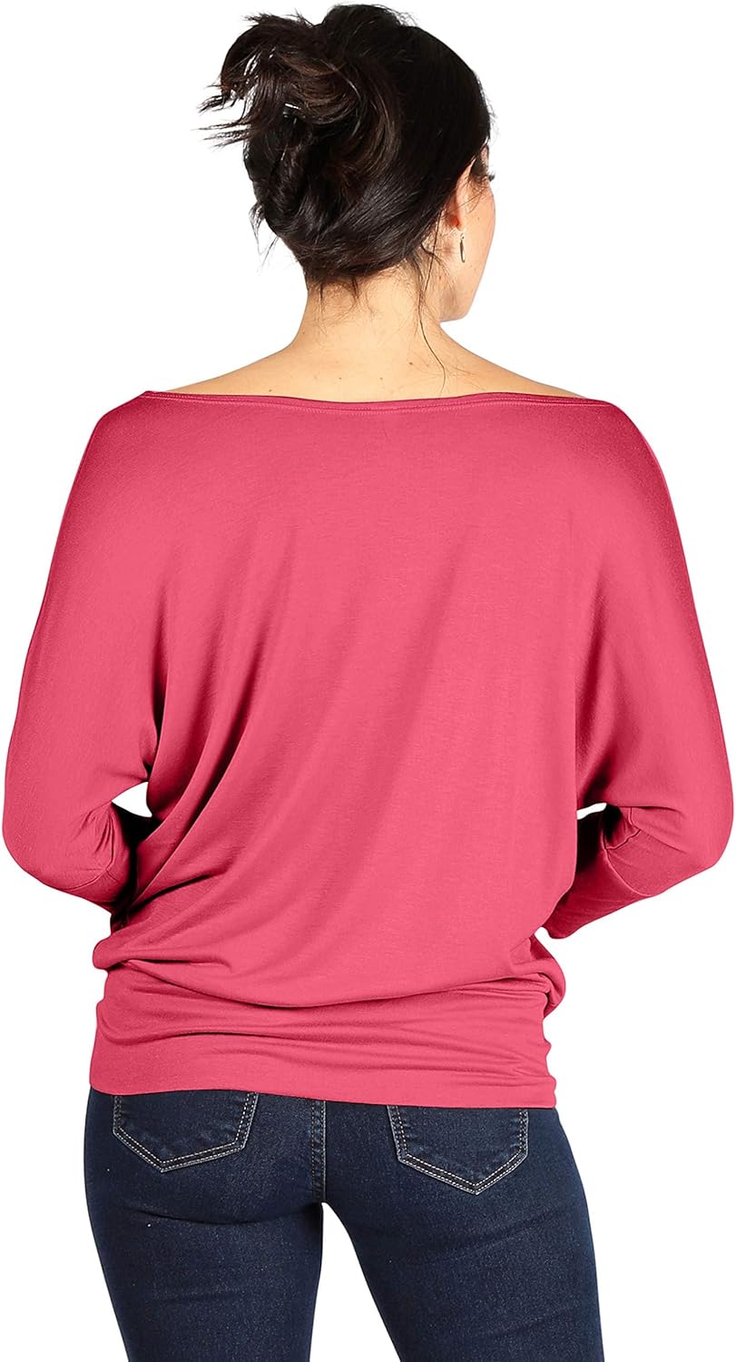3 Pack Dolman Tops for Women Off The Shoulder Tops Banded Waistband Shirts 3/4 Sleeves Regular and Plus Size Tops Value Pack - Image 3
