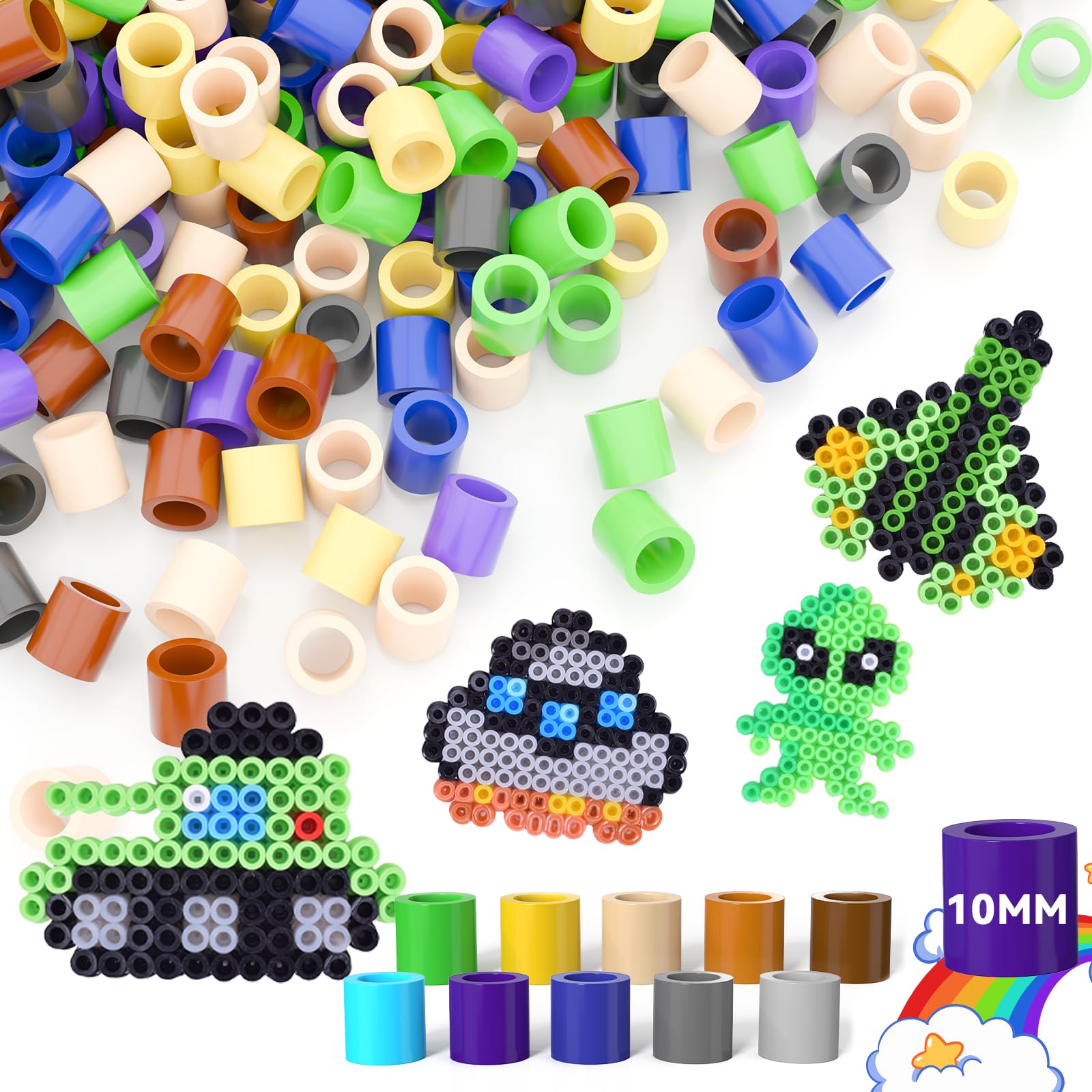 ALYLDSGS Large Ironing Beads 10 mm - 1500 Pieces XL Ironing Beads Set for Children from 3 Years, Refill Set Craft Beads (10 Colourful Colours)