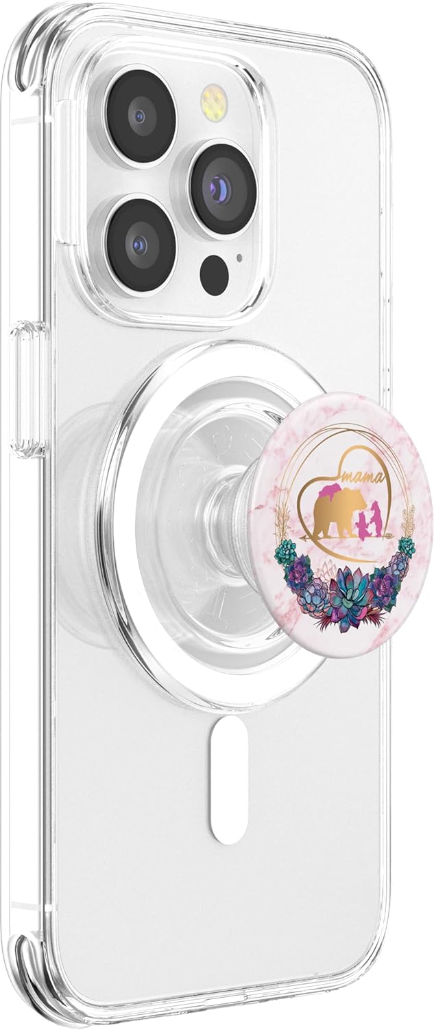 Mama Bear 3 Cubs Pink Marble Heart Arrows Mothers Day Gifts PopSockets PopGrip for MagSafe
