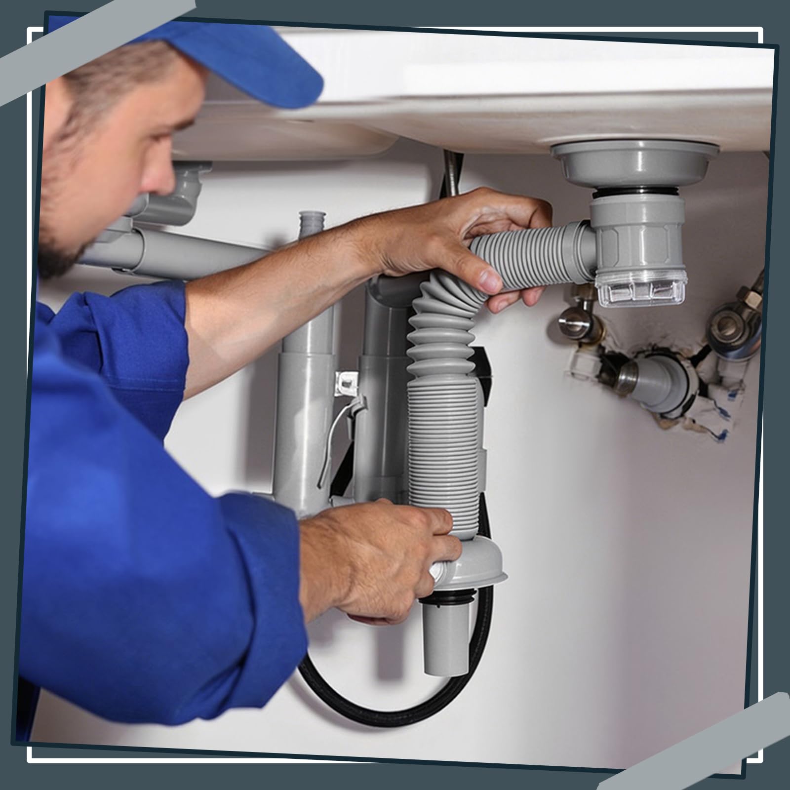 Confezione da 2 tappi per lavandino da bagno in acciaio inox con tubo flessibile per lavandino, adatto per 1-1/4 pollici e 1-1/2 pollici di scarico foro per lavandino installazione sanitaria