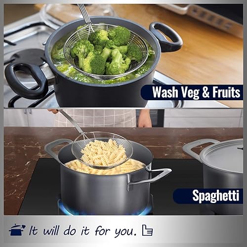 Miniatura 7 de Hiware Cucharón de acero inoxidable sólido para araña, cuchara para pasta, 7 pulgadas