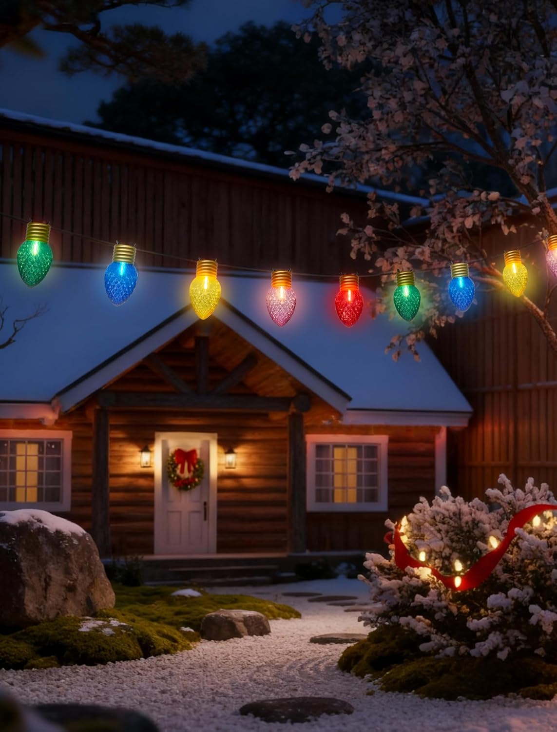 16Ft Jumbo LED Multicolor Valentine's Day String Lights Outdoor with 10 T13 LED Strawberry Bulb, Clear Multicolor Hanging String Lights for Indoor Home Porch Patio Eave Xmas Trees Roofline Decorations - Image 6