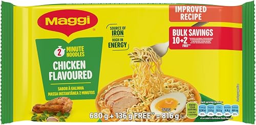 Maggi 2 Minute Noodles Chicken Multipack 68 g (Pack of 12) | MAGGI 2-Minute Noodles are a great tasting and convenient instant noodle, perfect for you and your whole family.