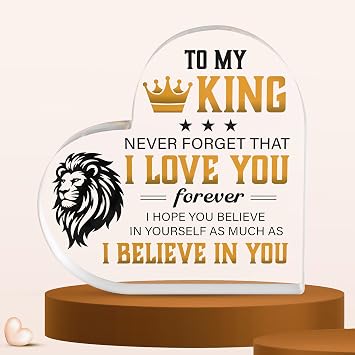 Pawzity Gifts for Husband from Wife - Wedding Anniversary for Him, Fathers Day, Birthday, Valentines Day Gifts for Husband - Romantic Love Decorative Sign Desk for Him - Acrylic Block Heart-shaped Plaque