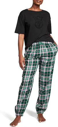 Victoria's Secret Flannel Jogger Teejama, Women's Sleepwear (XS-XXL)