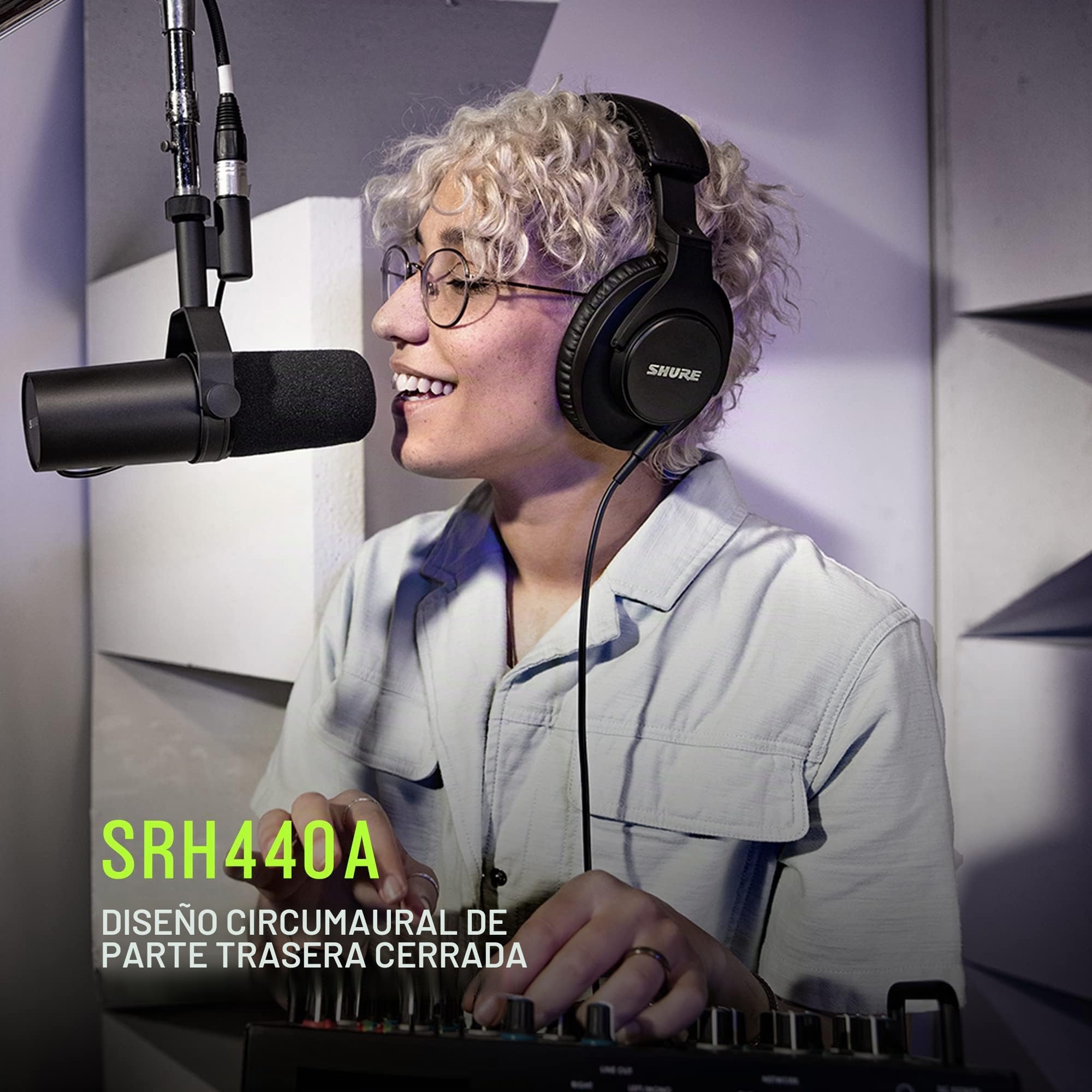 Shure SRH440A - Auriculares con Cable para monitoreo y grabación, Grado de Estudio Profesional, Respuesta de frecuencia Mejorada, Funcionan con Todos los Dispositivos de Audio, diseño Ajustable y