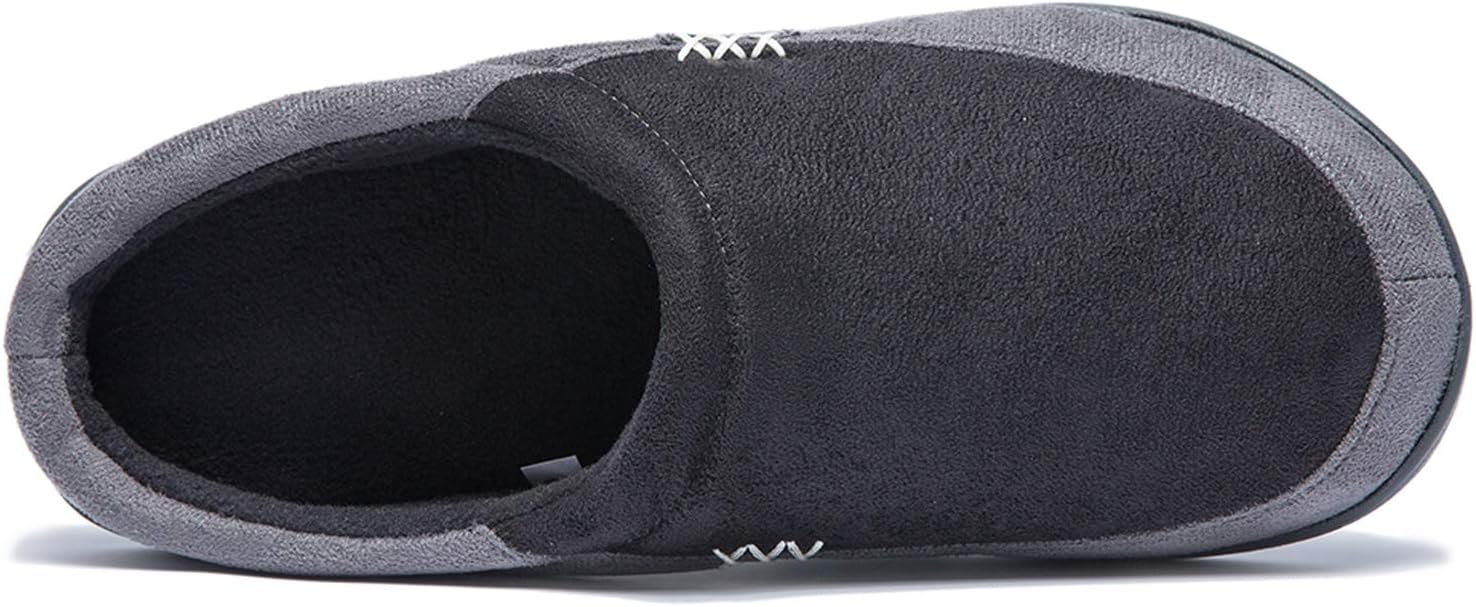 NewDenBer Men's Warm Memory Foam Suede Plush Fleece Lined Slip on Indoor Outdoor Clog House Slippers