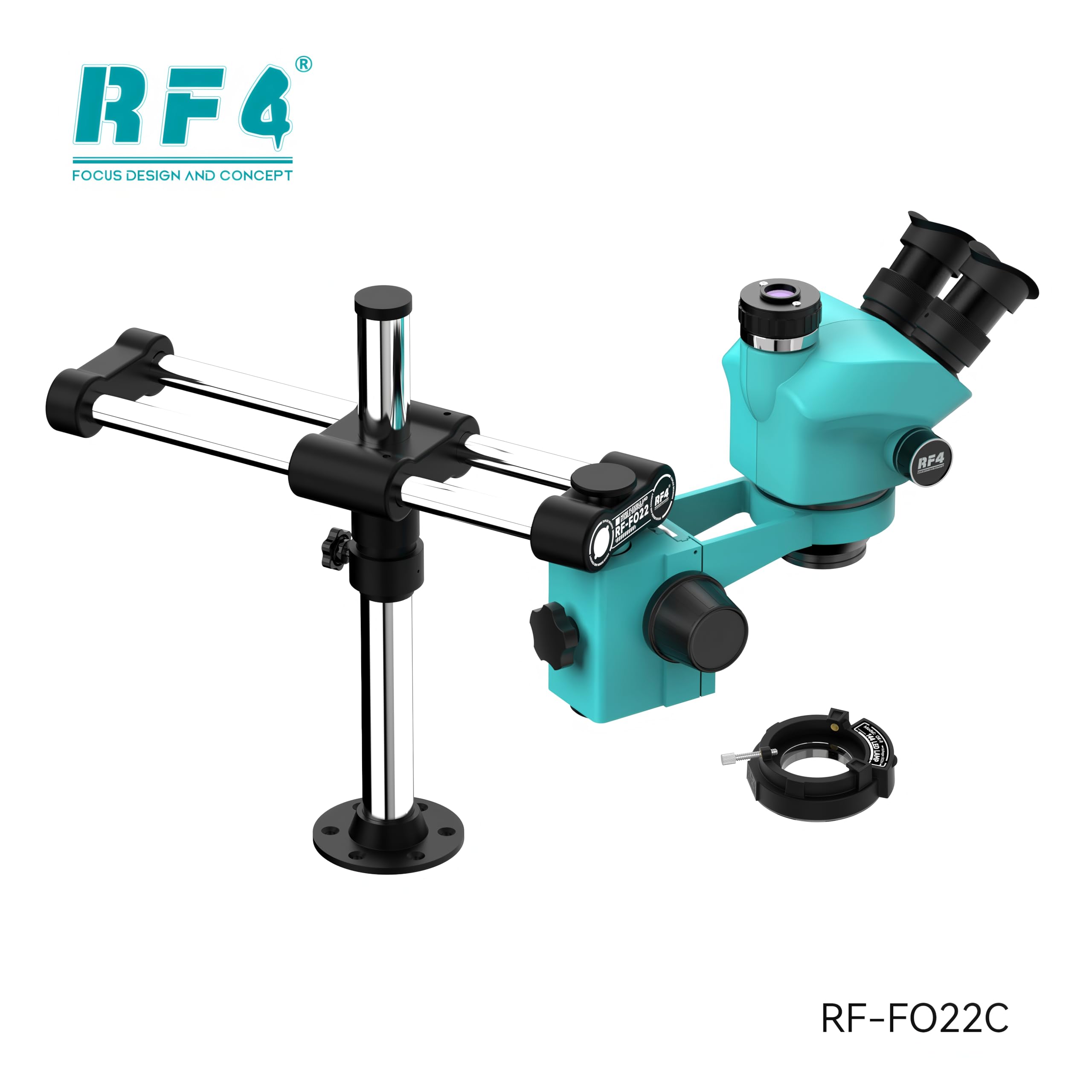 Microscopio stereoscopico trinoculare a fuoco simultaneo con zoom su asta doppia, 1080P, 4K, HDMI, USB, Microscopio, fotocamera per telefono, strumenti di riparazione PCB (RF-FO22C 4KC5)