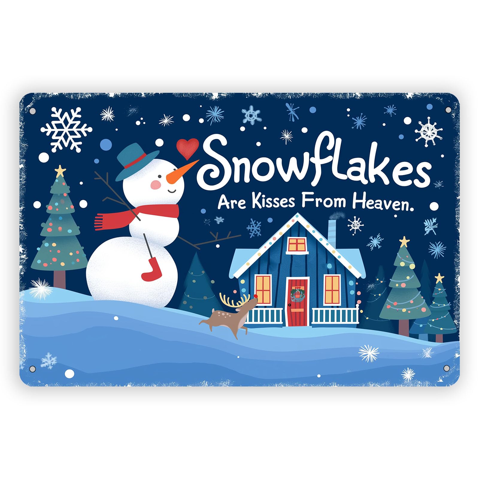 peiyeety Metal Tin Sign Snowflakes Quote Wall Art, Vintage Style, Wall Decor For Indoor Home Kitchen Living Room Bedroom Office Cafe Bar, 6x8 Inch