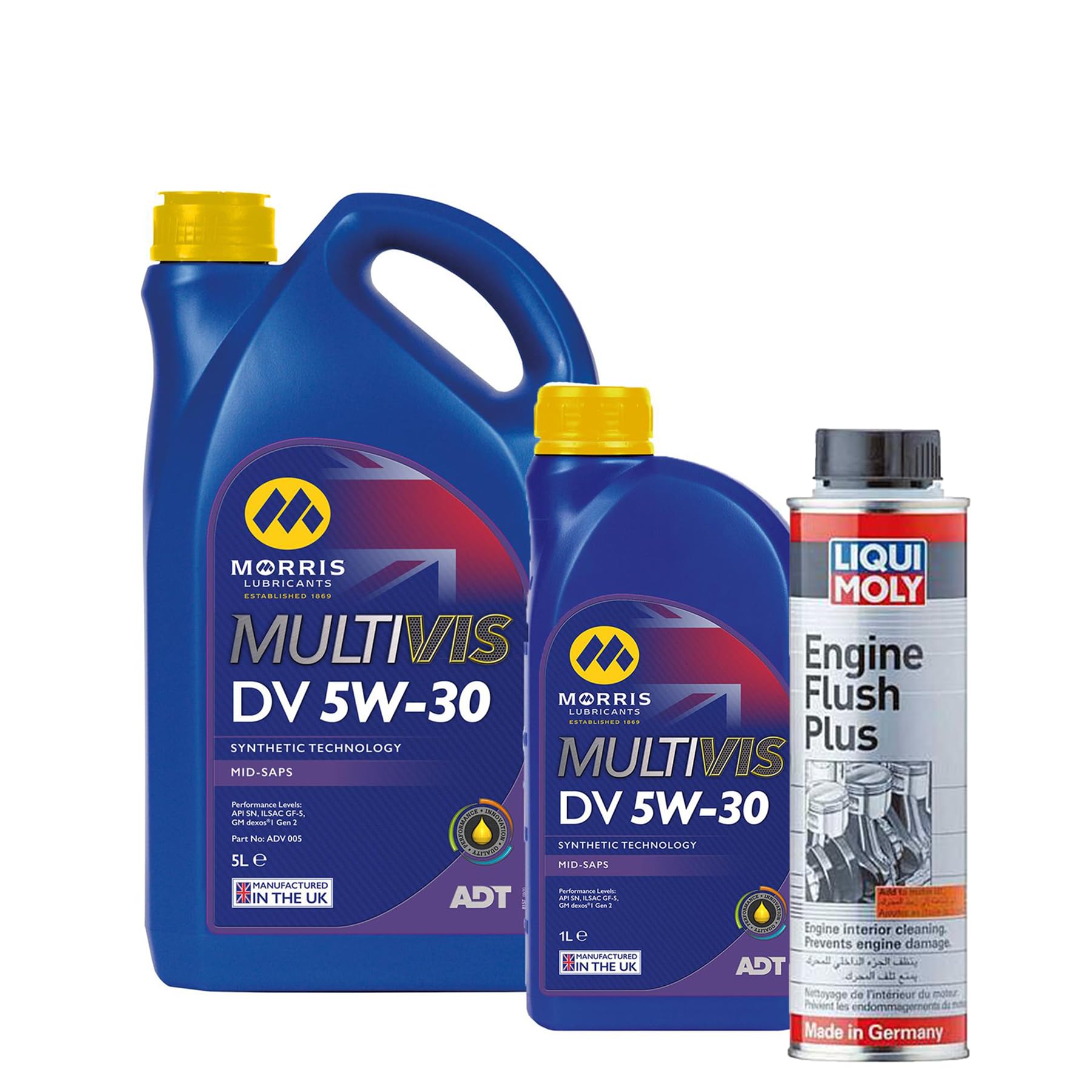 6L 5W-30 Fully Synthetic Engine Oil + 300ml Engine Flush – Multivis ADT DV, GF-5, Dexos1 Gen 2