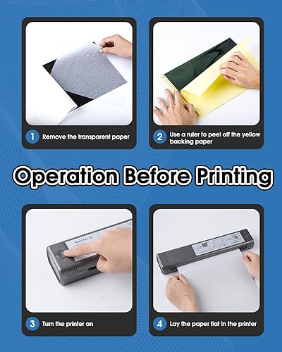 Miniatura 31 de Phomemo M08F - Impresora de plantillas de tatuaje, impresora térmica inalámbrica de tatuaje con 10 piezas de papel de transferencia, compatible